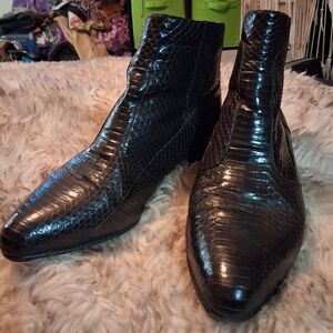 Vero Cuoio Black Genuine Snake Skin Boots